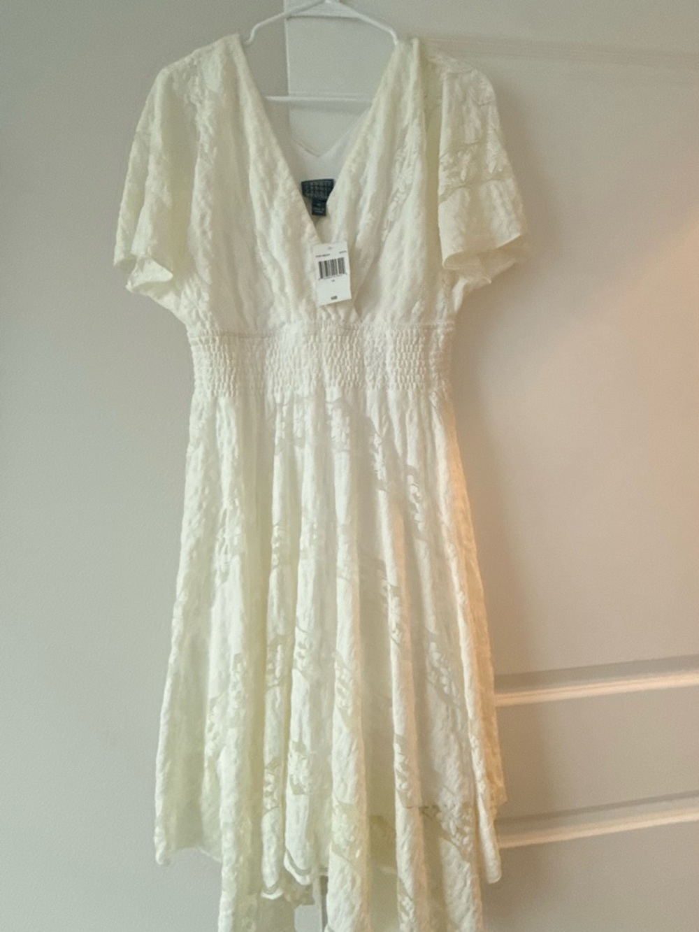 Rabbit Rabbit Rabbit Cream Lace V-Neck Short Sleeve Dress - Picture 11 of 12